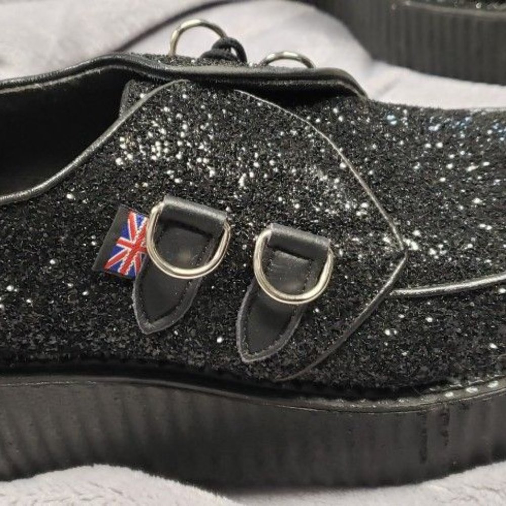 TUK Black Glitter Platform Creepers New Size 8